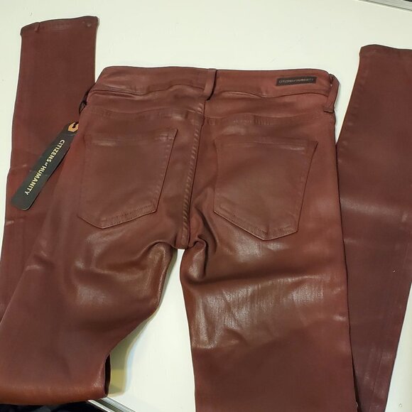 Citizens of Humanity Racer Wet look Coated denim Jeans skinny Size 22 XXXS Rubia - Picture 6 of 7